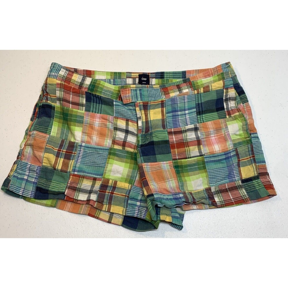 The Gap Madras Shorts Womens 14 Multicolor Patchwork Comfort Casual - Picture 8 of 8